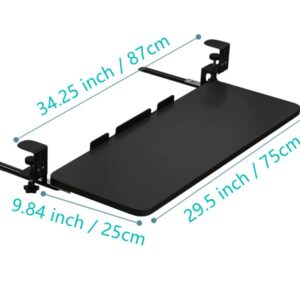 Clamp On Keyboard Tray Under Desk Storage Retractable Height Adjustable Keyboard Tray, 29.5" x 10" for Home or Office