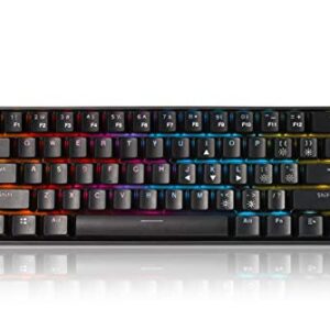 DGG YK600 RGB Wired and Wireless Dual Mode 60% Compact Mechanical Keyboard,61 Keys Mini Gaming Office Blue Switches Keyboard with 1850mA Rechargeable Battery for Windows/MacOS/Android System, Black