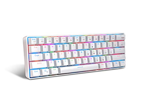 DGG YK600 RGB Wired and Wireless Dual Mode 60% Compact Mechanical Keyboard,61 Keys Mini Gaming Office Blue Switches Keyboard with 1850mA Rechargeable Battery for Windows/MacOS/Android System, Black