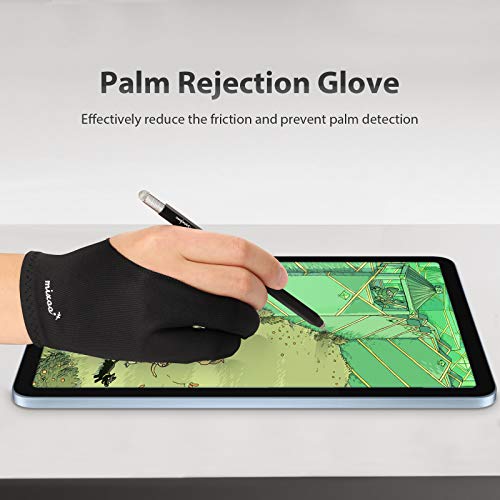 Mixoo Artist Gloves for Drawing Tablet 2 Pack - Palm Rejection Drawing Gloves with Two Fingers for Paper Sketching, iPad, Graphics Painting, Good for Left and Right Hand (S)