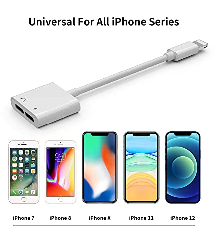 (2 Pack)[Apple MFi Certified] 2 in 1 Dual Lightning Adapter & Splitter for iPhone,Dongle Headphones Adapter Aux Cord 4 in 1 Music+Charge+Call+Volume Control Compatible for iPhone12/11/11 Pro/XS/XR /8