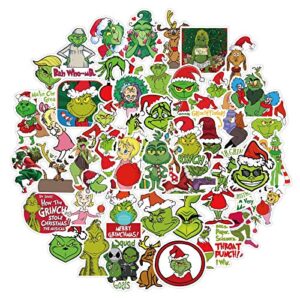 50 pcs the grinch stickers christmas stickers for car laptop pvc backpack water bottle pad bicycle waterproof decal sticker kids toy/grinch