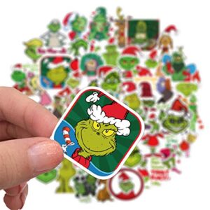 50 Pcs The Grinch Stickers Christmas Stickers for Car Laptop PVC Backpack Water Bottle Pad Bicycle Waterproof Decal Sticker Kids Toy/Grinch