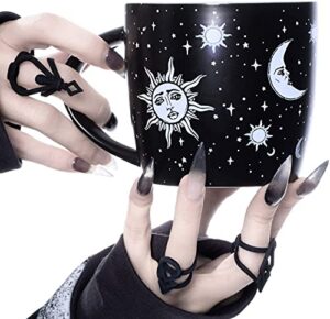 rogue + wolf coffee mug (celestial) halloween decor spooky gifts ghost cool mugs for women & men witch goth accessories hocus pocus gothic witchy witchcraft supplies tea creepy cup - 14.2oz / 420ml