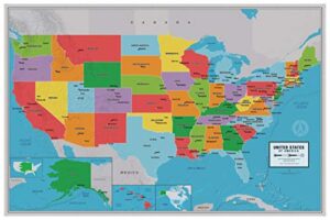 laminated united states scholar map poster | educational elementary school version | easy-to-read large labels | 36” x 24” | shipped in a tube, not folded | great for the home or classroom