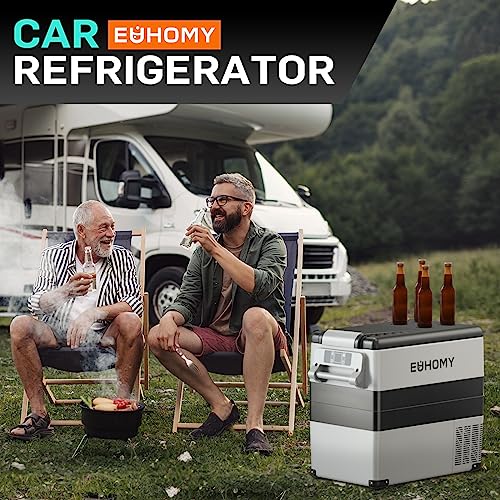 EUHOMY 12 Volt Car Refrigerator,59 Quart(55L) Car Fridge Electric Cooler APP Control,12V Refrigerator -4℉~68℉ with 12/24V DC & 110-240V AC, Portable Refrigerator for Camping, Travel, RV, Truck, Home.