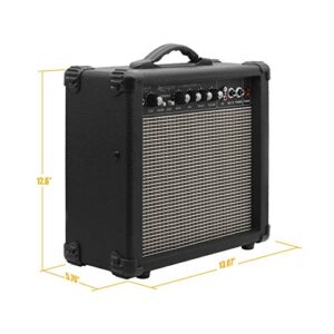 Leo Jaymz 20W Electric Guitar Amplifier - Clean and Distortion Channel - 3 Band Equalization and CD Line Input - Recording Studio, Practice Room, Small Courtyard (6.5" Black)