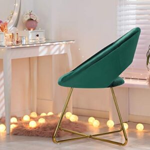 Giantex Modern Velvet Accent Chair, Comfy Cute Upholstered Vanity Desk Chair, Max Load 300 Lbs, Decorative Mid Century Single Sofa Armchair for Living Room, Bedroom, Dining Room, Green