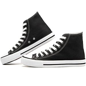 women's high top canvas shoes fashion sneakers casual shoes for walking（black.us9）