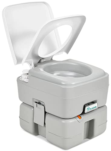 YITAHOME Portable Toilet 3.96 Gallon, Travel RV Potty with T-Type Water Outlets, Anti-Leak Handle Water Pump, Rotating Spout, for Camping, Boating, Hiking, Trips