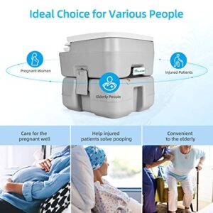 YITAHOME Portable Toilet 3.96 Gallon, Travel RV Potty with T-Type Water Outlets, Anti-Leak Handle Water Pump, Rotating Spout, for Camping, Boating, Hiking, Trips