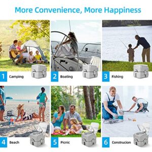 YITAHOME Portable Toilet 3.96 Gallon, Travel RV Potty with T-Type Water Outlets, Anti-Leak Handle Water Pump, Rotating Spout, for Camping, Boating, Hiking, Trips