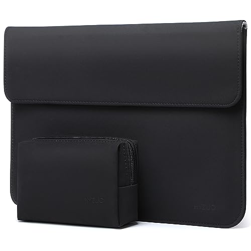 HYZUO 13.3-14 Inch Laptop Sleeve Case Compatible with MacBook Pro 14 M2/M1 Pro/Max A2779/A2442 2021-2023, MacBook Air 13 Inch 2010-2023, Faux Suede Leather Case with Accessory Bag, Black