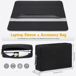 HYZUO 13.3-14 Inch Laptop Sleeve Case Compatible with MacBook Pro 14 M2/M1 Pro/Max A2779/A2442 2021-2023, MacBook Air 13 Inch 2010-2023, Faux Suede Leather Case with Accessory Bag, Black