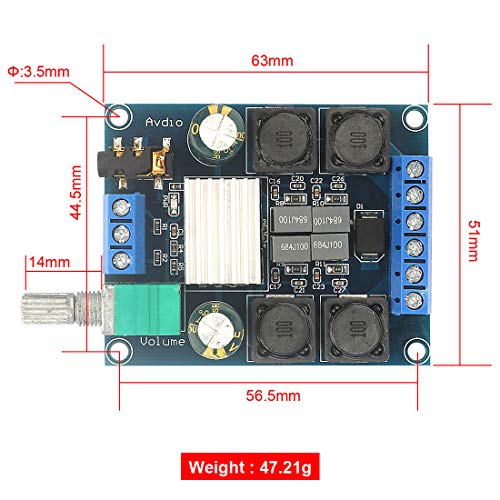 2pcs TPA3116D2 Class D Stereo DC 5V—24V 2x50W High Power, Digital Audio Amplifier, Subwoofer Power Amplifier Board, Suitable for Home Audio、car Speakers, DIY