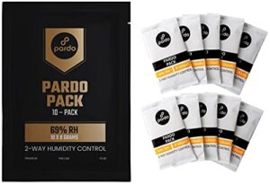 pardo humidity packs 10 pcs x 8 grams - humidor packets 69% rh 2-way for humidity control, moisture packs to keep cigars fresh for long; 2 way humidity control packs in resealable bag