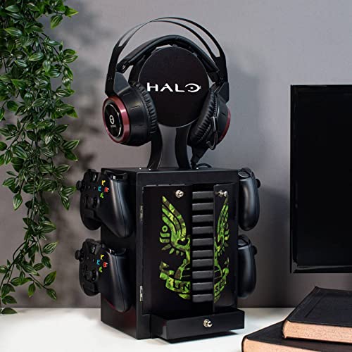 Numskull Official Halo Gaming Locker, Controller Holder, Headset Stand for Xbox Series X|S, PS5, Nintendo Switch - Official 343 Industries Merchandise