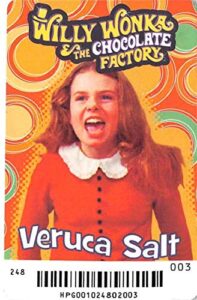 veruca salt willy wonka trading gaming card dave busters wb ent 2016#004 2x3 inches julie dawn cole