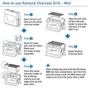 KENLUCK Mini Charcoal Grill, Portable Backpack Stainless Steel BBQ Grill, Table Top Collapsible Barbecue Grill for Small Patio and Backyard, Foldable Outdoor Accessories for Camping, Picnic, Beach (Lucky Gloss Red)
