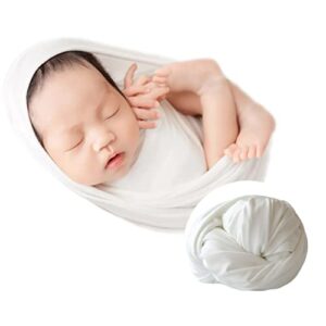 Zeroest Newborn Photography Stretch Wrap Boy Girl Baby Wraps Photography Props Baby Photo Prop Stretch Blanket for Baby (White)