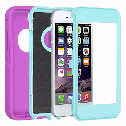 Stroson for iPhone XR Case with Built in Screen Protector Heavy Duty Shockproof Full Body 3 in 1 Rugged Bumper for Women Man Protective Cover Phone Case for iPhone XR 6.1” (Purple/Mint)