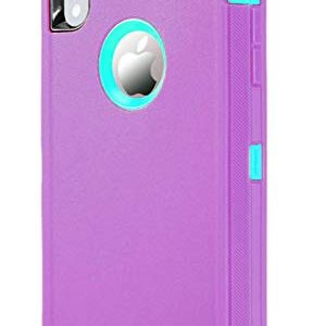 Stroson for iPhone XR Case with Built in Screen Protector Heavy Duty Shockproof Full Body 3 in 1 Rugged Bumper for Women Man Protective Cover Phone Case for iPhone XR 6.1” (Purple/Mint)