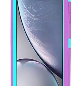 Stroson for iPhone XR Case with Built in Screen Protector Heavy Duty Shockproof Full Body 3 in 1 Rugged Bumper for Women Man Protective Cover Phone Case for iPhone XR 6.1” (Purple/Mint)