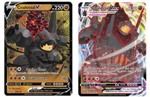 pokemon vmax card set - coalossal vmax 99/185 & coalossal v 98/185 - vivid voltage - ultra rare card lot