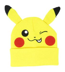 bioworld pokemon pikachu winking embroidered beanie cap hat one size licensed new yellow