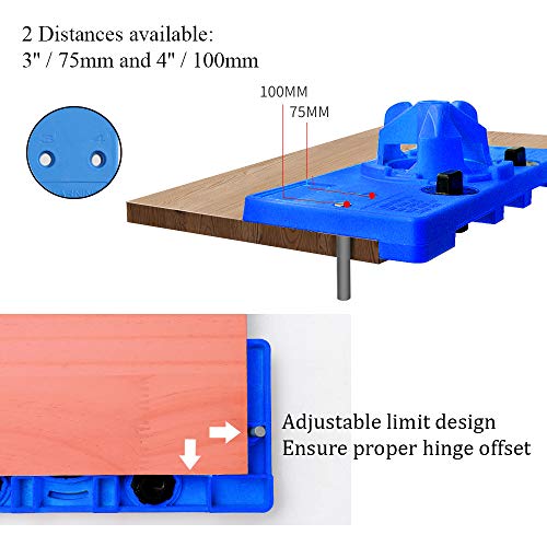 35mm Concealed Hinge Jig kit, Woodworking Tool Drill Bits, Hinge Drilling Hole Router Jig Hardware Template Guide Woodworking Tools for Face Frame Cabinet Cupboard Door Hinges