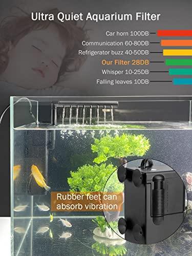 FEDOUR Submersible Aquarium Internal Filter, Filter with Water Pump for Fish Tank up to 35 Gallon (for 1-20 Gallon)