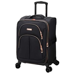 london fog bromley softside expandable spinner luggage, black, carry-on 20-inch