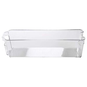 Kitchen Details 2 Pack Slim Refrigerator Shelf, Stackable Kitchen Storage, for Countertops, Cabinets, Pantry, Freezer, Handles in Clear Fridge Organizer, 14.5" x 4.25" x 4"