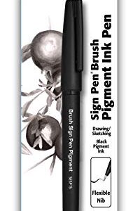 Pentel Arts Sign Pen Brush, Black Pigment Ink, 1 Pack (SESP15BPA)