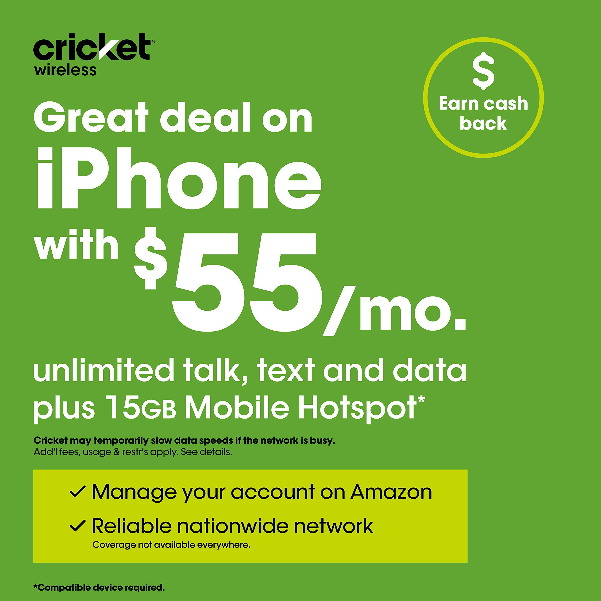 Apple iPhone 11 128GB, Black - Locked Cricket Wireless (Renewed)…