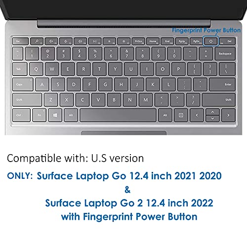 ProElife Keyboard Cover Skin for 2021 2020 Microsoft Surface Laptop Go 12.4" & 2022 Surface Laptop Go 2 12.4 inch with Fingerprint Power Button Ultra Thin TPU Keyboard Protector (Transparent)