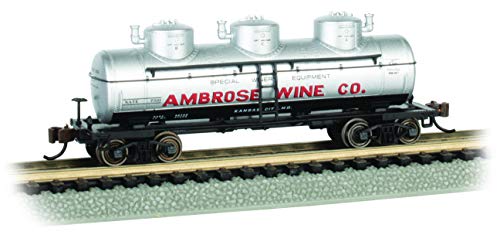 Bachmann Trains - 3-Dome Tank CAR - Ambrose Wine CO. #7501 - N Scale, Silver