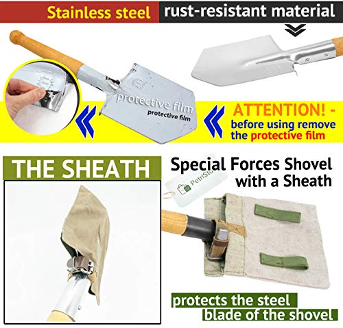 Shovel 1984 Special Forces Shovel Includes Sheath Shovel Stainless Steel with Pouch