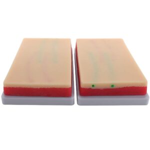 2 pack venipuncture iv injection training pad model, 3 skin layers silicone human skin suture training model for nursing school, 4 veins imbedded(size:7.1" x 4" x 1.1")