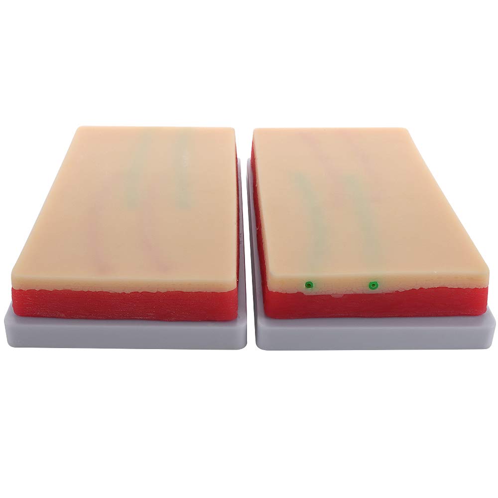 2 Pack Venipuncture IV Injection Training Pad Model, 3 Skin Layers Silicone Human Skin Suture Training Model for Nursing School, 4 Veins Imbedded(Size:7.1" x 4" x 1.1")