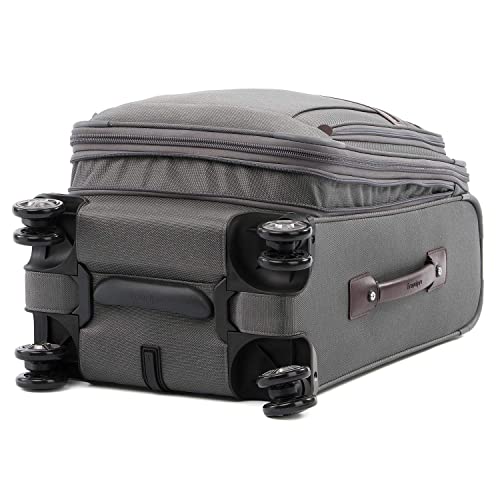 Travelpro Platinum Elite Softside Expandable Luggage, 8 Wheel Spinner Suitcase, TSA Lock, Men and Women (Vintage Grey, 2-Piece Set (21/25))