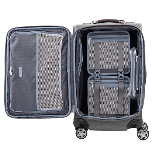 Travelpro Platinum Elite Softside Expandable Luggage, 8 Wheel Spinner Suitcase, TSA Lock, Men and Women (Vintage Grey, 2-Piece Set (21/25))