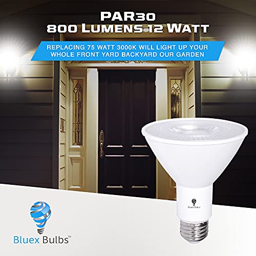 2 Pack PAR30 Outdoor LED Flood Light Bulb 12W 100 Watt Equivalent 900 Lumens Dimmable Waterproof E26 3000K Warm White LED Flood Light Bulbs for Security Spotlight Recessed Bulb