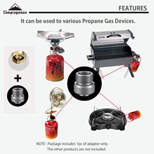 CAMPINGMOON Camping Grill Propane Gas Stove Adapter, Input: EN417 Lindal Valve Canister, Output: Propane Gas Stove Z20