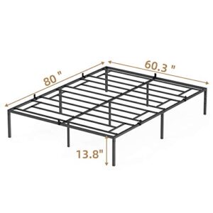IDEALHOUSE Queen Metal Platform Bed Frame with Sturdy Steel Bed Slats,Mattress Foundation No Box Spring Needed Large Storage Space Easy to Assemble Non-Shaking and Non-Noise Black (Model: C80)