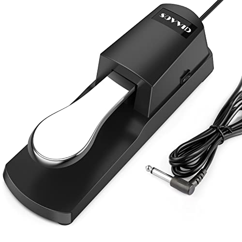 Sustain Pedal for Keyboard - Sovvid Universal Foot Pedal with Polarity Switch for All Brands Electronic Keyboards, MIDI Keyboards, Digital Pianos, Yamaha, Casio, Roland, Korg, Behringer, Moog and More