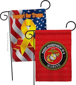 breeze decor proud grandparent garden flag pack armed forces marine corps usmc semper fi united state american military veteran retire official support our troops house yard gift, made in usa