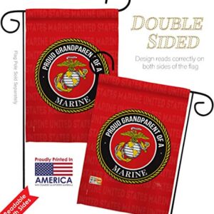 Breeze Decor Proud Grandparent Garden Flag Pack Armed Forces Marine Corps USMC Semper Fi United State American Military Veteran Retire Official Support Our Troops House Yard Gift, Made in USA