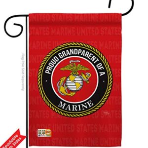 Breeze Decor Proud Grandparent Garden Flag Pack Armed Forces Marine Corps USMC Semper Fi United State American Military Veteran Retire Official Support Our Troops House Yard Gift, Made in USA