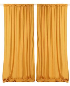 sherway 2 panels 4.8 feet x 10 feet silky soft gold backdrop drapes, polyester window curtains for wedding party ceremony stage decoration (10% transparency)